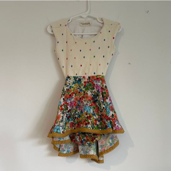 Pistol & Arrow Josie Dress w/ Bloomers, Floral and Diamond Dots - Toddler Size 2 - Picture 1 of 7